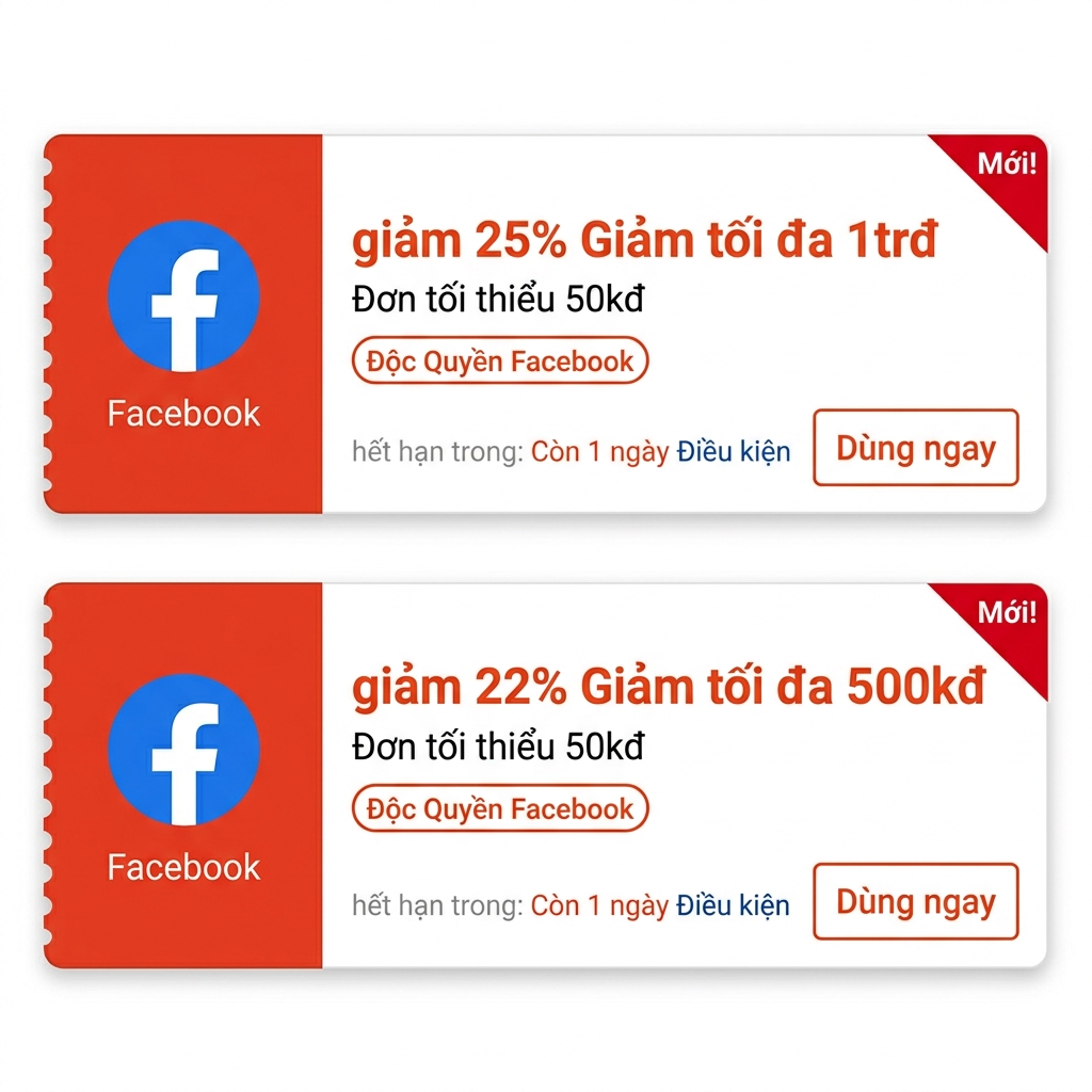 Voucher Shopee Độc Quyền Facebook - Giảm 25% và 22%